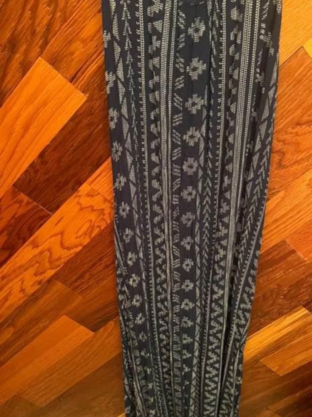 Blue Patterned Racerback Maxi Dress - Picture 3 of 5
